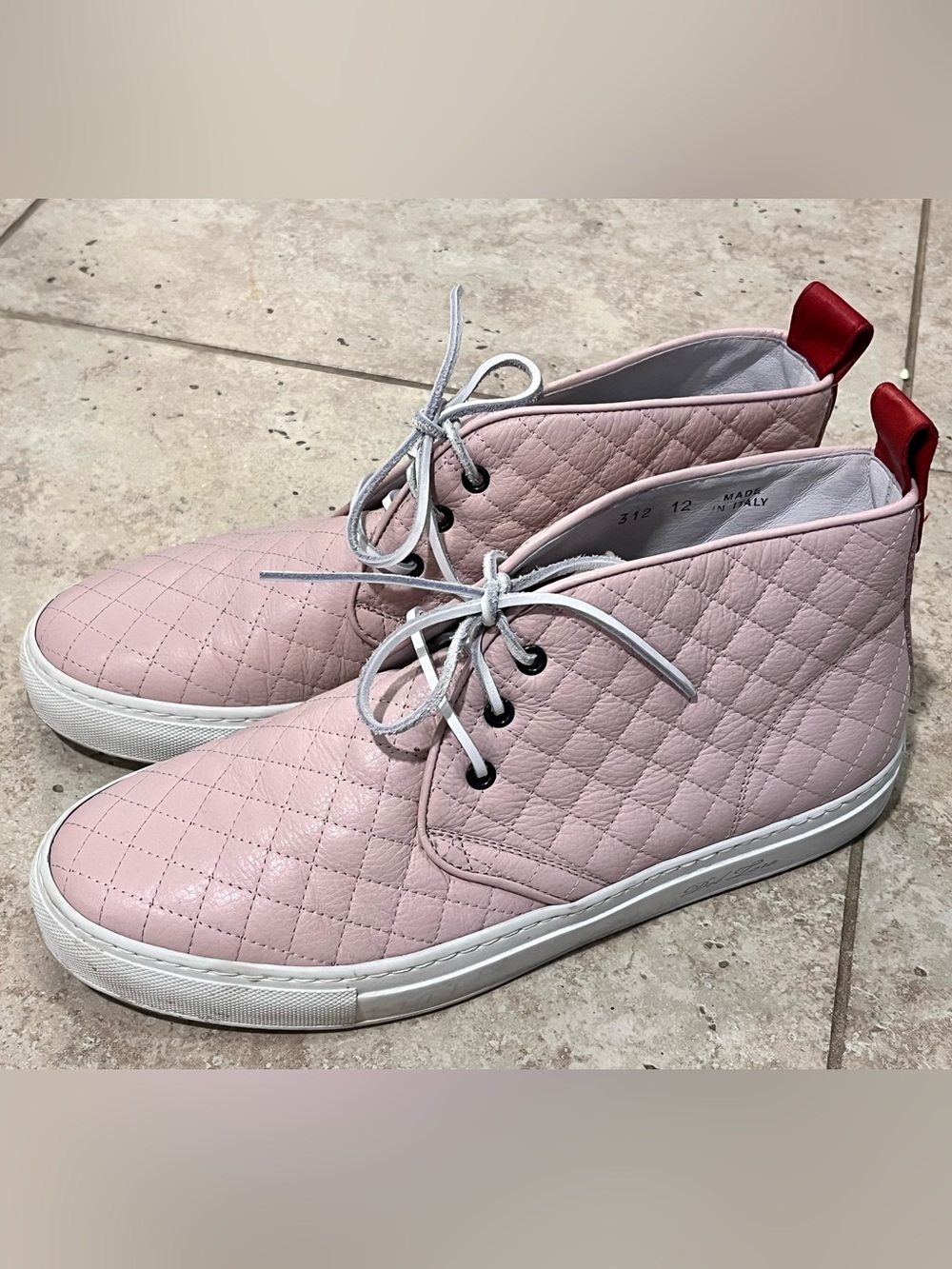 Del Toro X The Webster Mens PINK Quilted Leather Chukka Sneaker Shoes Sz 12 EUC